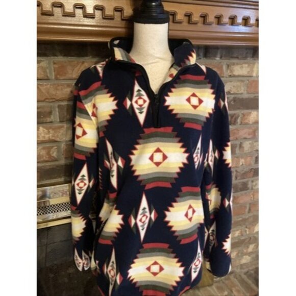 Pacsun Aztec Blanket Art Quarter Zip Fleece Size Medium - Picture 3 of 8